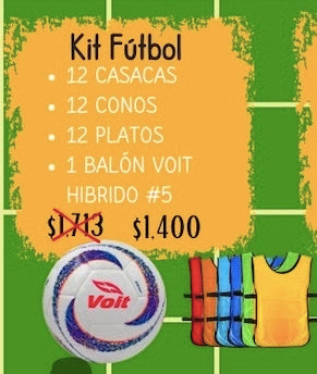 KIT FUTBOL ( Balón+Casacas+Conos+Platos)