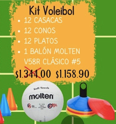 KIT VOLEIBOL ( Balón+Casacas+Conos+Platos)